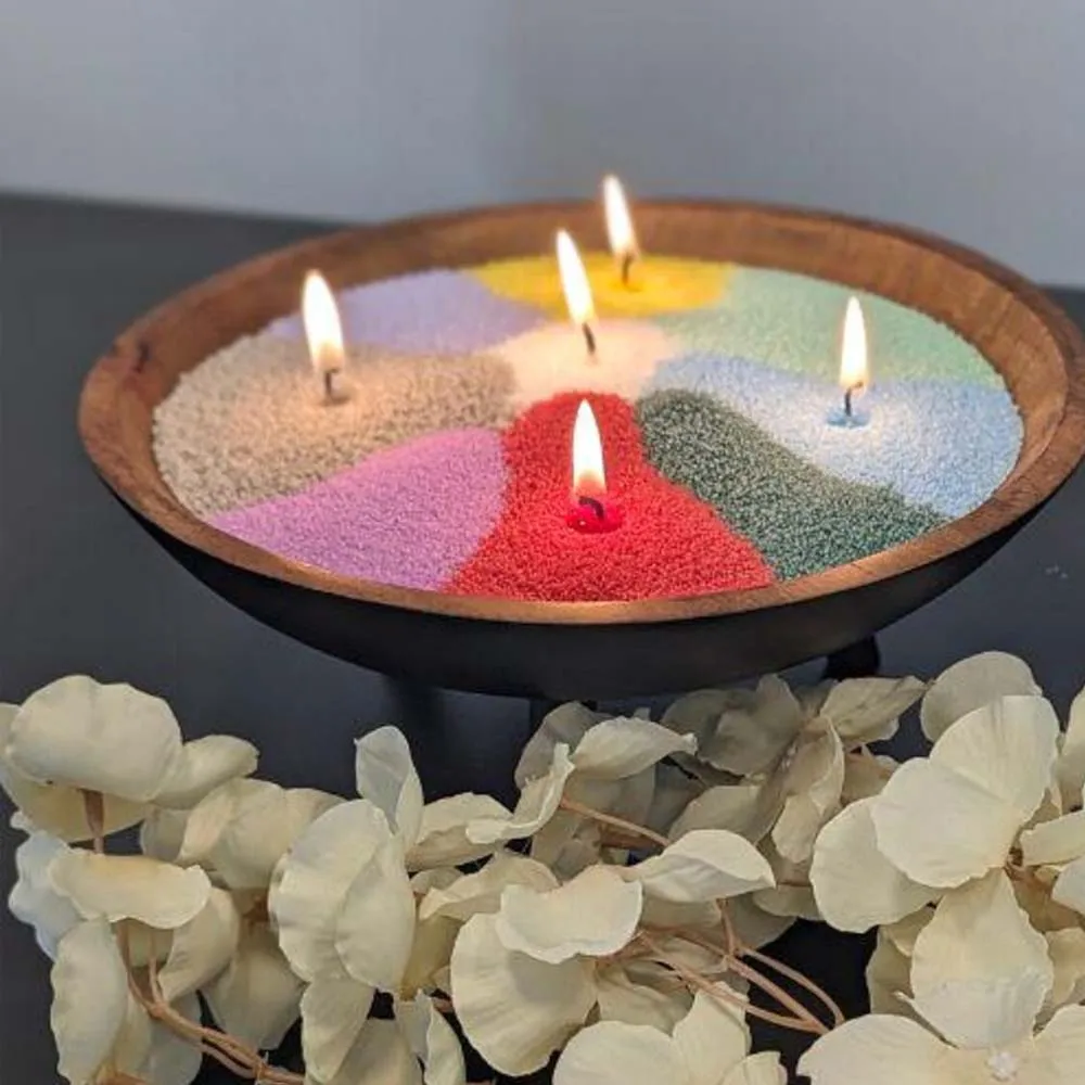 مجموعة صنع شموع شمع رملية 10 ألوان/10 جرام - 10 جرام شمع محبب لكل لون، 5 قطع فتائل لصنع الشموع المزخرفة