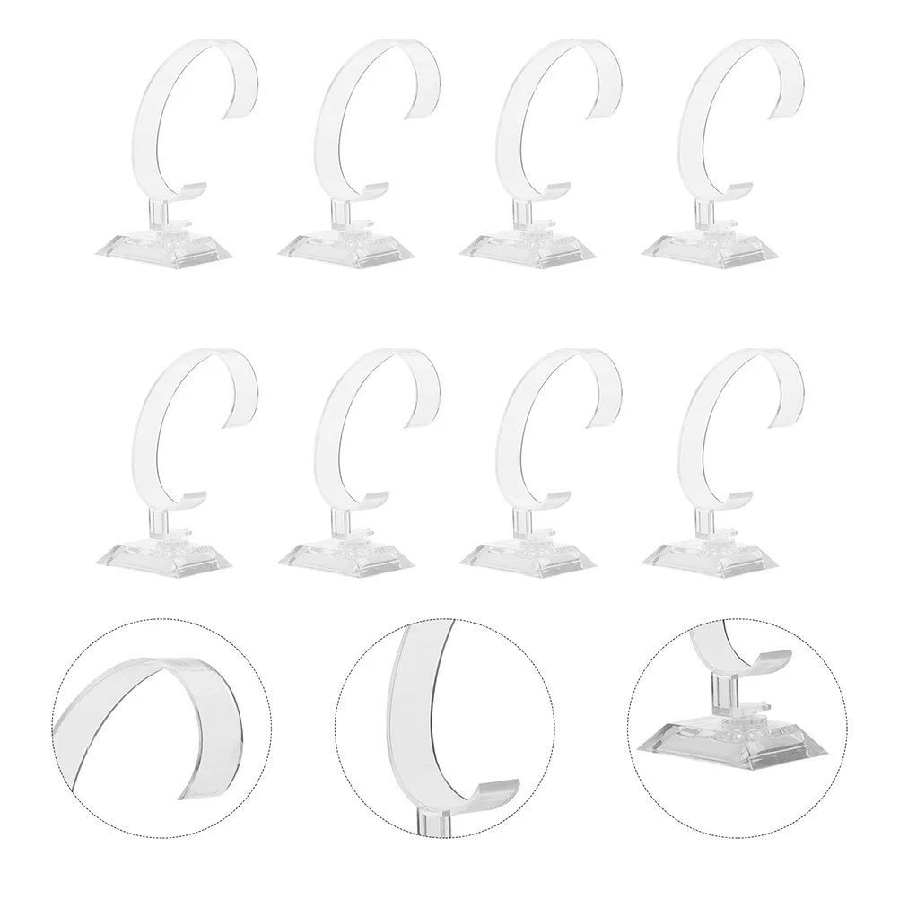

12Pcs Watch Stands C-Shaped Racks Portable Clear Plastic Holders for Showcases Jewelry Displays Countertops Watch Stand