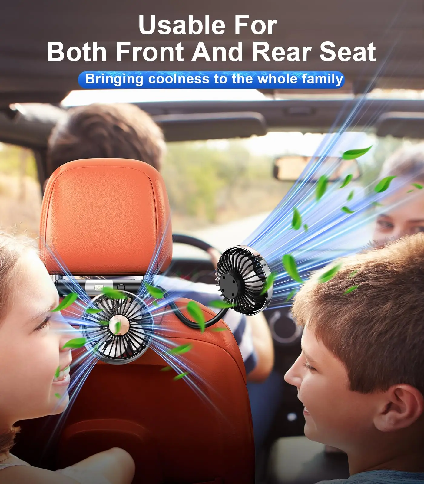 

2026 new model Dual Head Car Cooling Fan 360° Adjustable Low Noise Type C Charge Automotive Electric Fan for Dashboard RV Truck