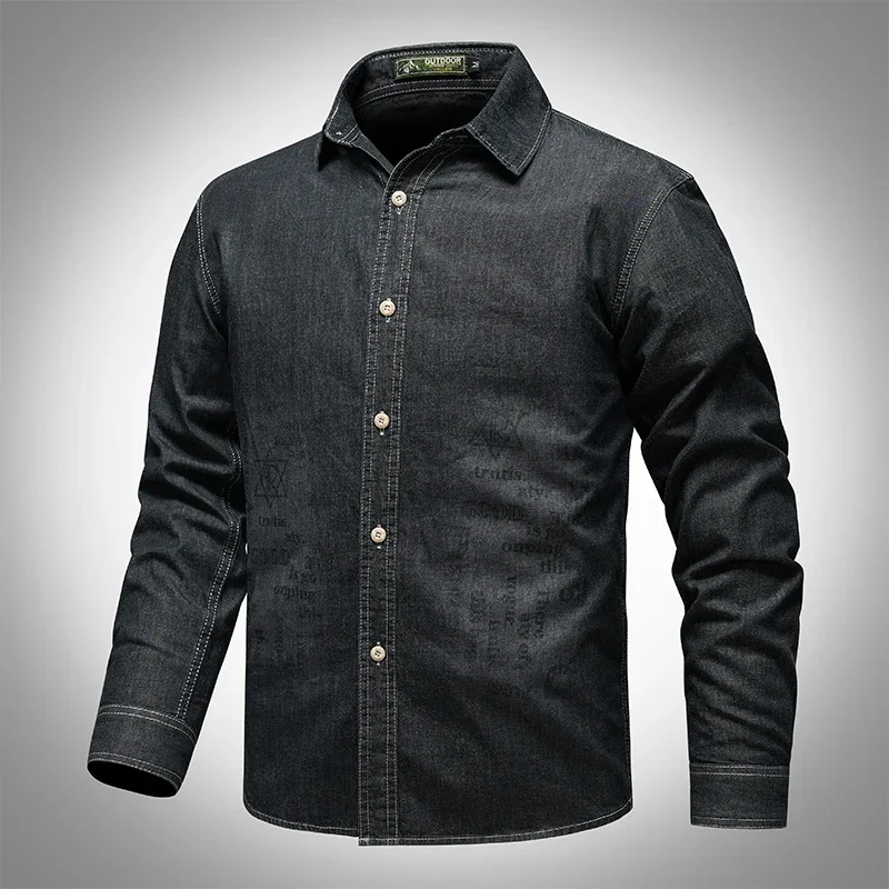 Motorcycle casual denim black blue shirt Moto MEN'S long sleeve cycling riding motocross 2024 spring autumn fashion blouse