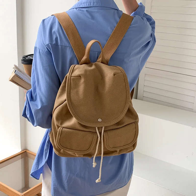 Casual Students Outdoors Trendy Y2k Rucksacks Japanese Vintage Solid Simple Schoolbags Korean Fashion All Match Preppy Backpacks