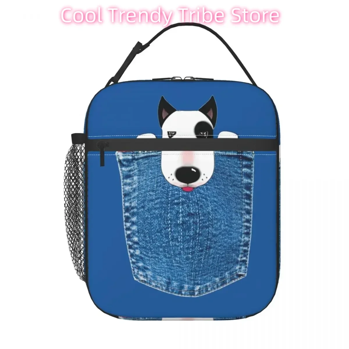 Funny Pocket Rocket Bull Terrier Dog Portable Lunch Box Pet Lover Thermal Cooler Food Insulated Lunch Bag School Student