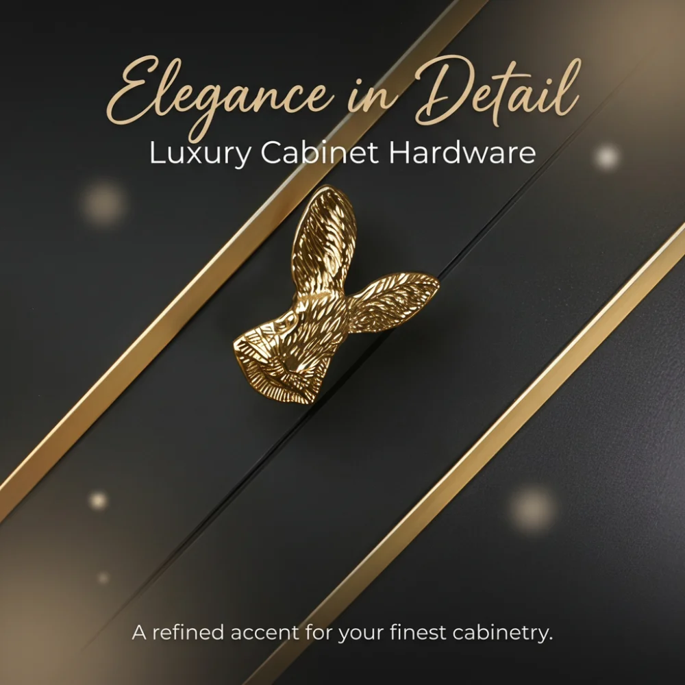 Versatile Gold Rabbit Knob 1PC Zinc Alloy Drawer Pull for Cabinets Furniture Room Decor with Mounting Kit