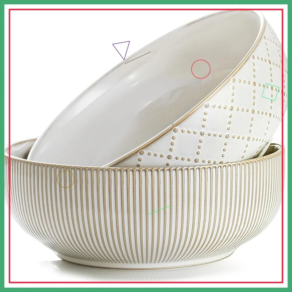 

Large Ceramic Serving Bowls Set of 2, 9.5 Inch & 92 fl oz, Microwave and Dishwasher Safe