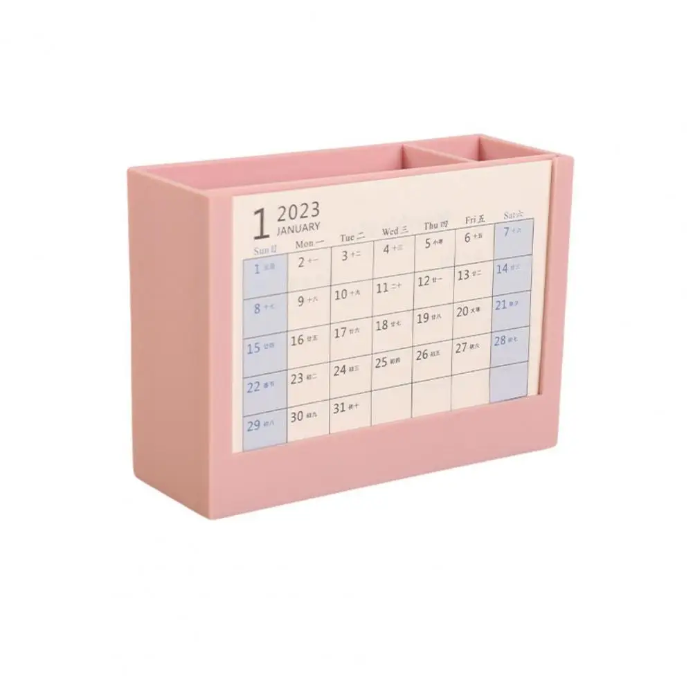 1 Set Schreibtisch Kalender 2 Fächer Austauschbare Papier 2023 Kreative Stift Halter Desktop-Organizer Schule Liefert