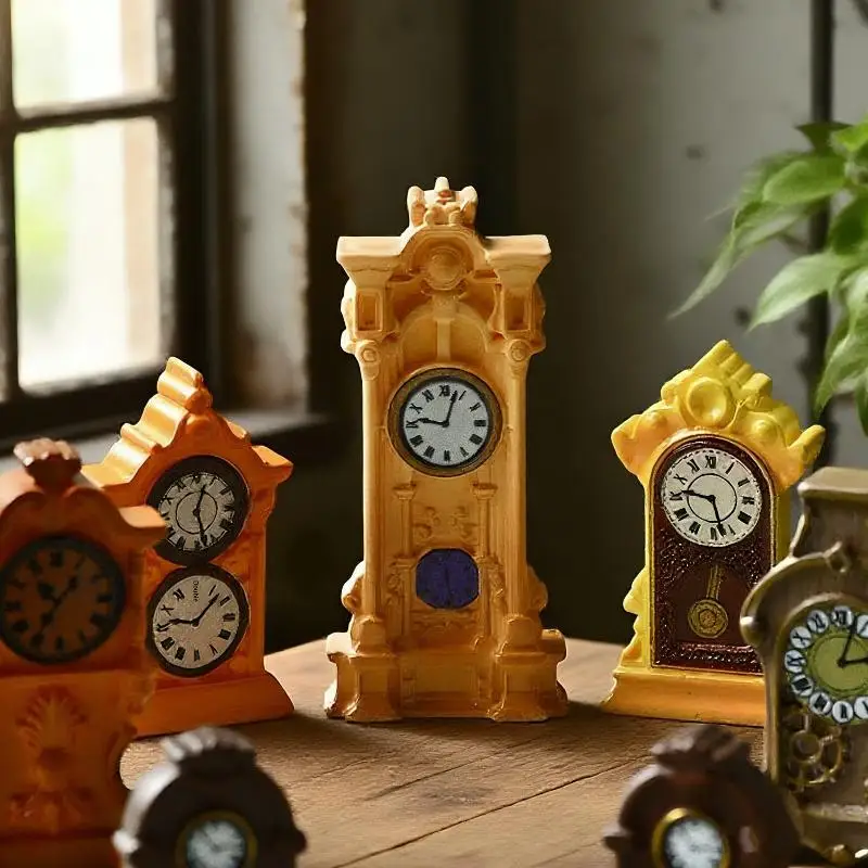 Hot 1/8 Stuks Poppenhuis Accessoires 1:12 Poppenhuis Miniatuur Wandklok Europese Vintage Klok Meubels Model Decor Speelgoed