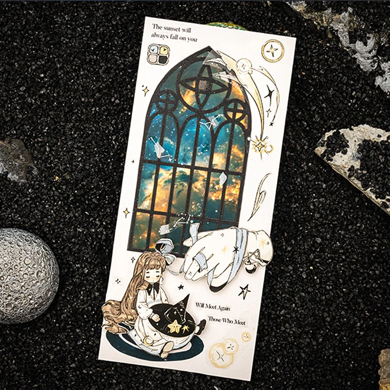 Mr. Paper, Dreamy Starry Sky Theme Stickers, Scrapbook, Photo Frame, Diary Decoration Gift Packaging Paper, 10 Sheets/pack