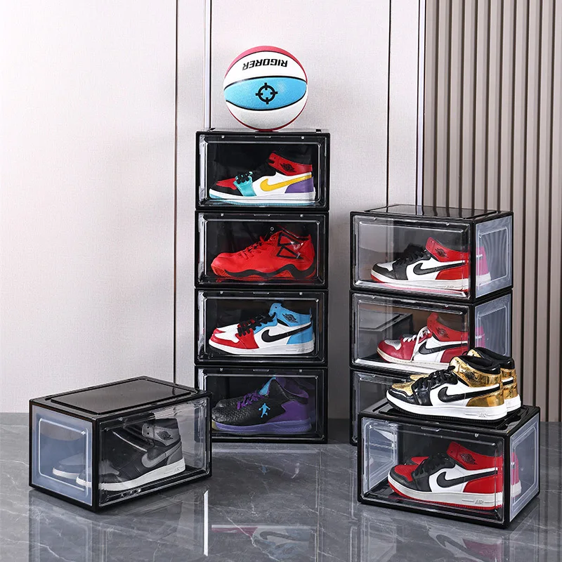 10 PCS Transparent Shoe Box, Full Hard Box, AJ Sneaker Storage, Magnetic Anti-itch, Men's and Women's Trendy Shoe Storage Box