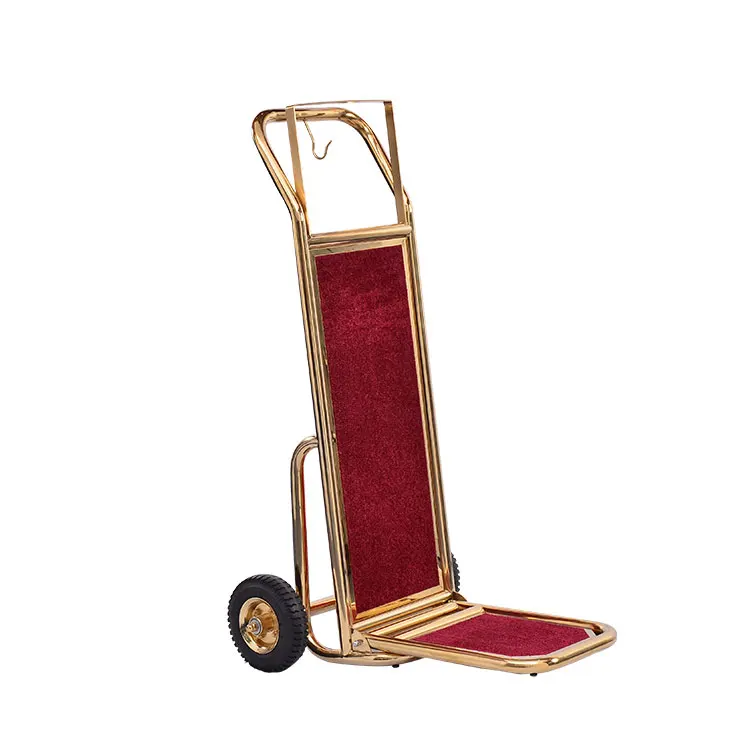 

Superior Quality Two Wheels Foldable Trolly Gold Wheels Hotel Luggage Cart