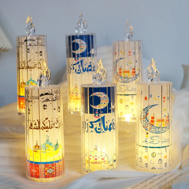 LED Ramadan Candle Ornament Ramadan Decoration 2025 Islamic Gifts Desk Accessorie LED Crescent Moon LED Candle Room Decor