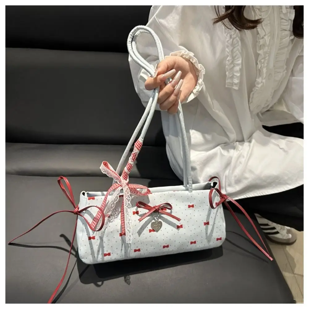 Elegante Damenhandtasche mit koreanischer Schleifendekoration, Nischenstil, PU-Material, quadratische Tasche, Reißverschluss, Unterarmtasche, für den Alltag. – Detail 16
