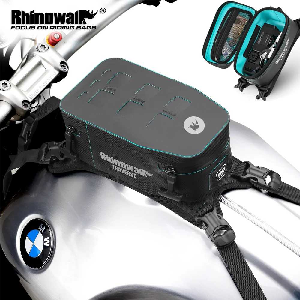 

Rhinowalk Motorcycle Tank Bag With Removable Inner Liner MOLLE Top Flap 2L Waterproof Motor Front Storage