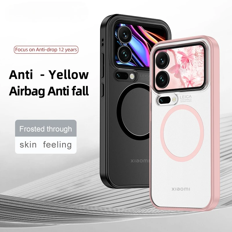 

Магнитный акриловый чехол Magsafe для Xiaomi 17 Pro Max, полупрозрачный противоударный чехол для Xiaomi Mi 17pro, чехлы на заднюю панель телефона из ПК + ТПУ