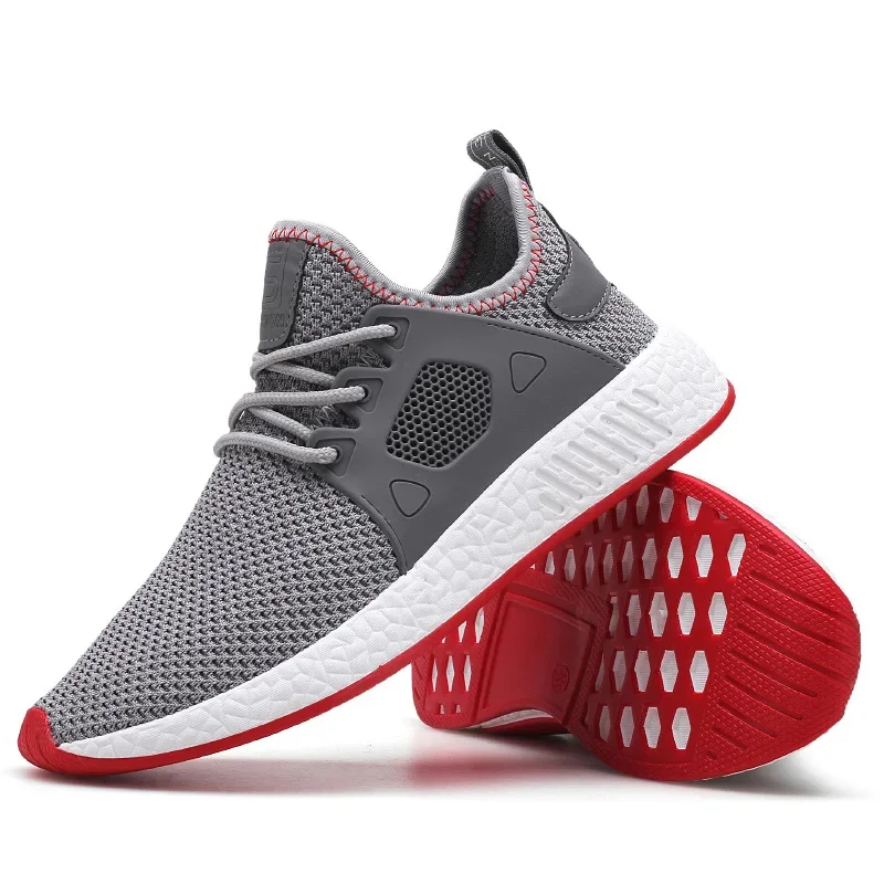 2023 Fashion Men Shoes Casual Weaving Fly Mesh Breathable Light Soft Black Slipon Mens Shoe Male Trainers Sneakers Human Race