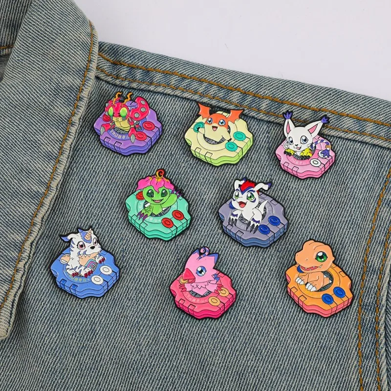Retro Anime Creature Hard Enamel Pins Colorful Digital Device Design Brooch Badge for Backpack Collectible Lapel Pin Gift