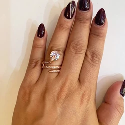 Retro Snake Finger Rings For Women Orange Red Zircon Rose Gold Color Unusual Rings With Stone Women