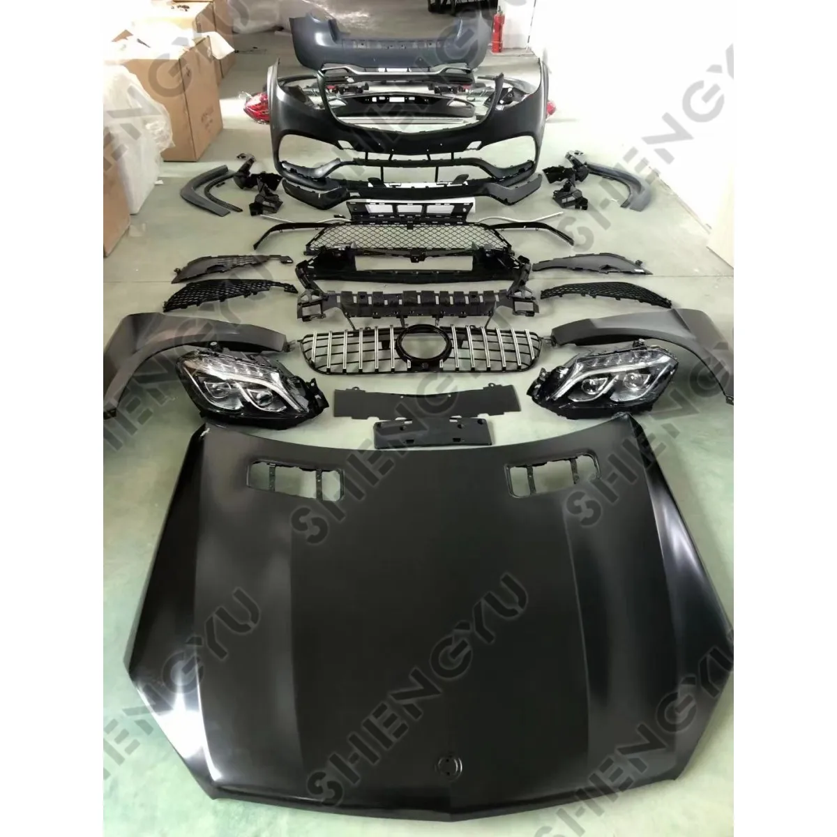 

For Benz GL164 2006-2012 Upgrade to GLS166 Model Auto Body Systems Include Front and Rear Bumper Grille Auto Lamps Hood Fenders
