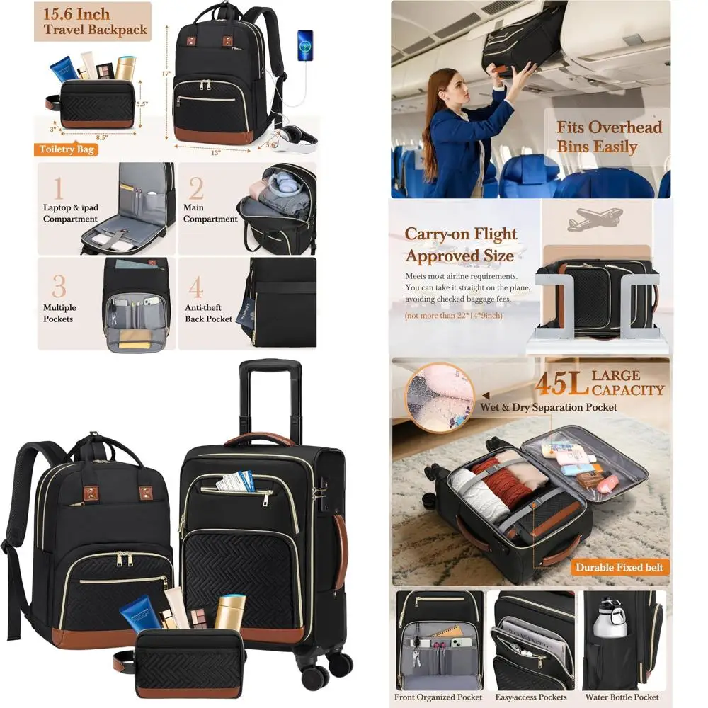 

3-Piece Softside Luggage Set with 20 Rolling Carry-On, TSA Lock, and Airline Approved