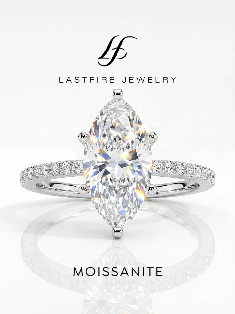 Real 2ct Real Moissanite Diamond Marquise Ring for Women 925 Sterling Silver Anniversary Party High Quality Fine Luxury Jewelry