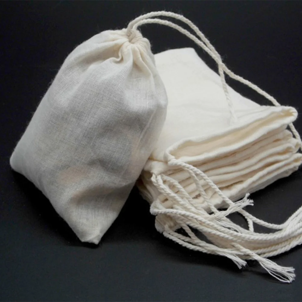 

20Pcs Cotton Tea Filter Bags Drawstring Design Reusable for Loose Leaf Tea Herbs Herbal Powder 10x15cm Lightweight Portable
