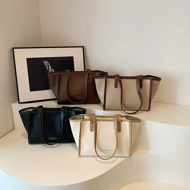 

2025 Autumn 339 New Zipper Sewing Line Commuter Tote Bag Fashionable Versatile Large Capacity Simple Leisure