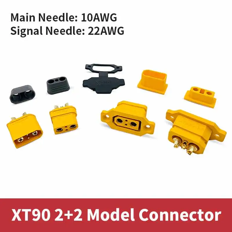 45A XT90 2+2 Male Female Signal Lithium Battery Charging Port Plug Can Be Fixed w Model Aircraft Electrical Adjustment Connector