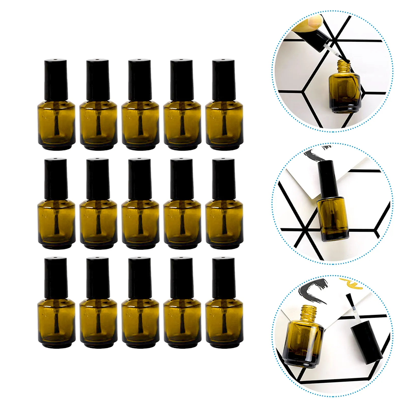 15Pcs Empty Nail Polish Bottles Cylindrical Glass Vials 15Ml Refillable Touch Up Nail Polish Bottles Glass Containers