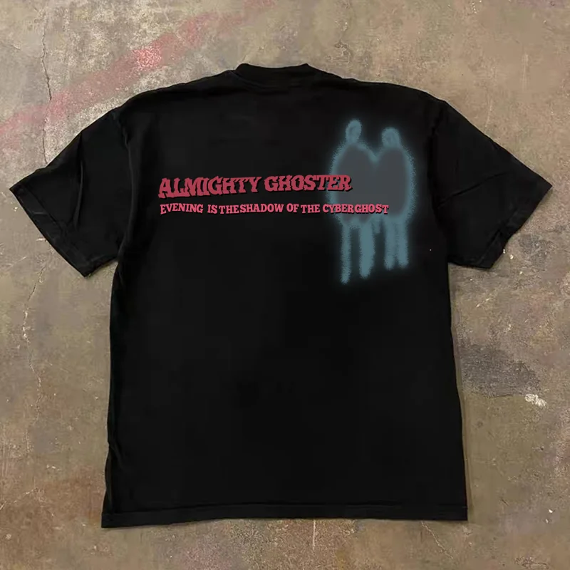 

Scarlet letter double-shadow couple female loose short-sleeved T-shirt male