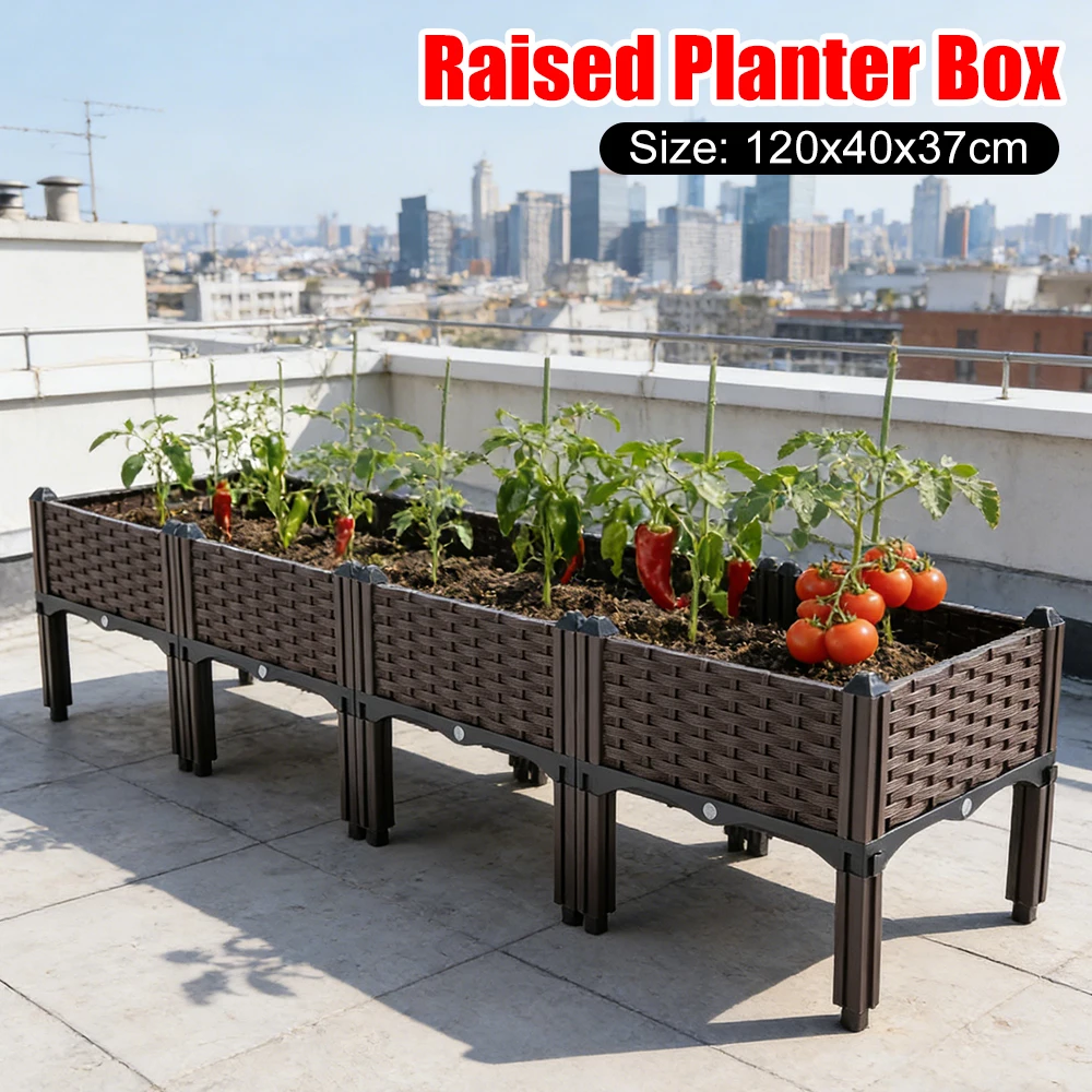 Plastic Planting Container with Drainage Holes Raised Bed Elevated Propagation Box for Gardening Vegetables Fruits Flowers Herbs