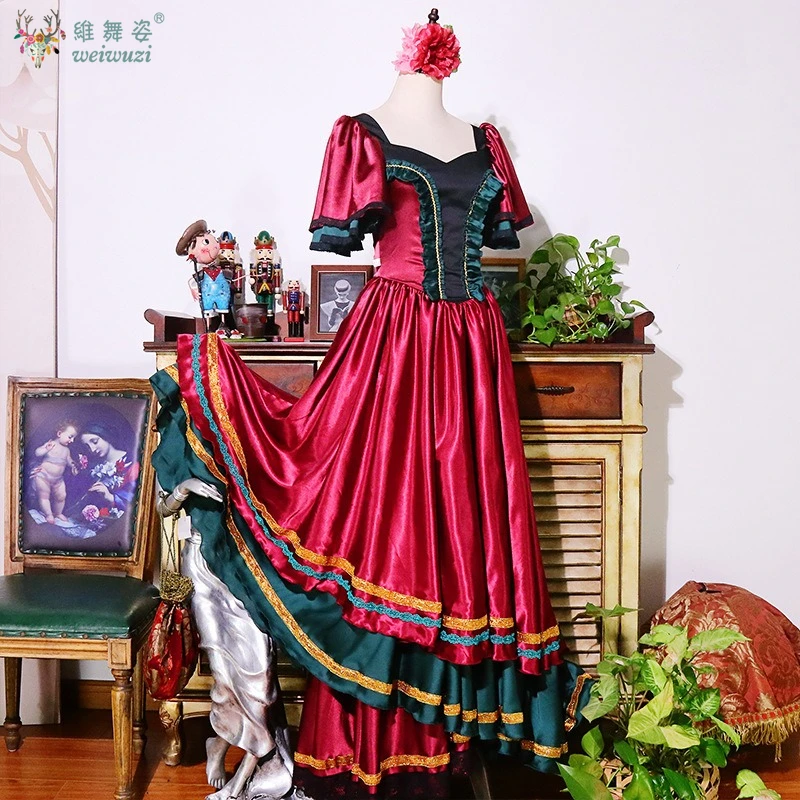 Flamenco Dance Swing Skirt Women High Waist Slimming Multi-layer Cake Skirt Modern Dancing Tango Waltz Stage Performance Costume