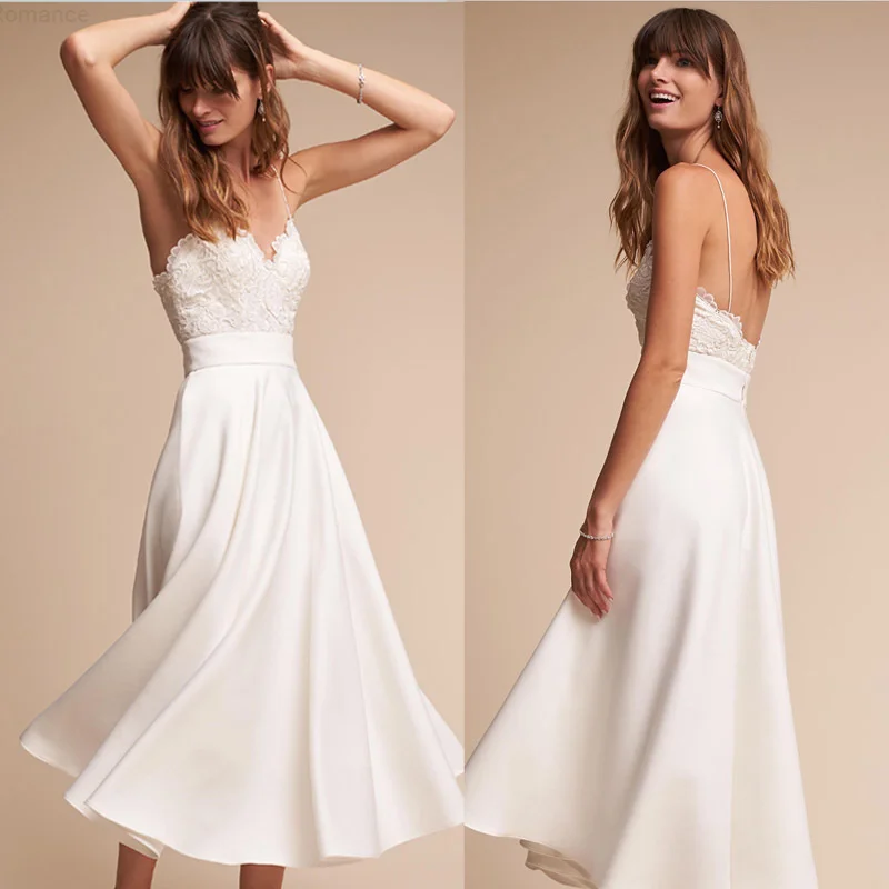 

2024 Travel photo light wedding dress new summer fresh and simple style white suspender small bridesmaid dress