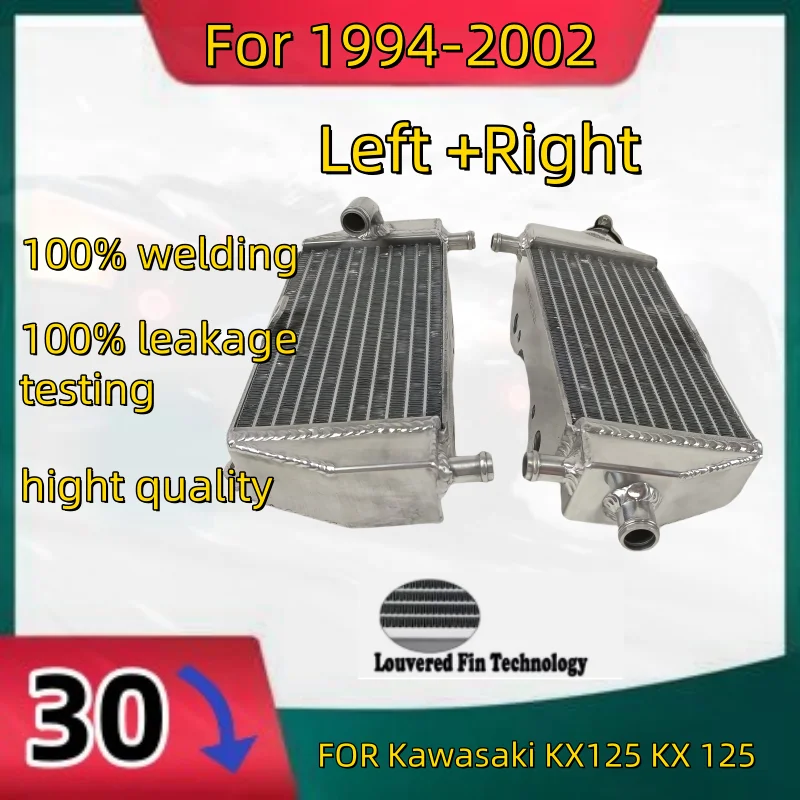 L+R For 1994-2002 Kawasaki KX125 KX 125 Aluminum Radiator Cooler Cooling Coolant 1994 1995 1996 1997 1998 1999 2000 2001 2002