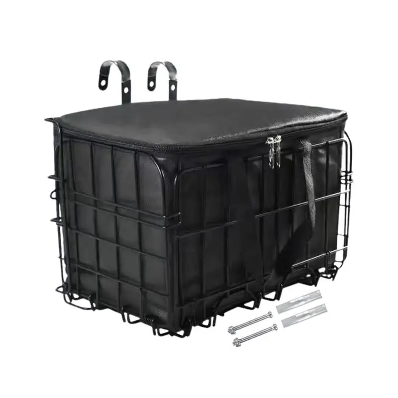 Back Cycle Basket Folding Rear Basket For Cycle Storage Basket With Removable Inner Bag Schoolbag Cycle Basket Adjustable Hook