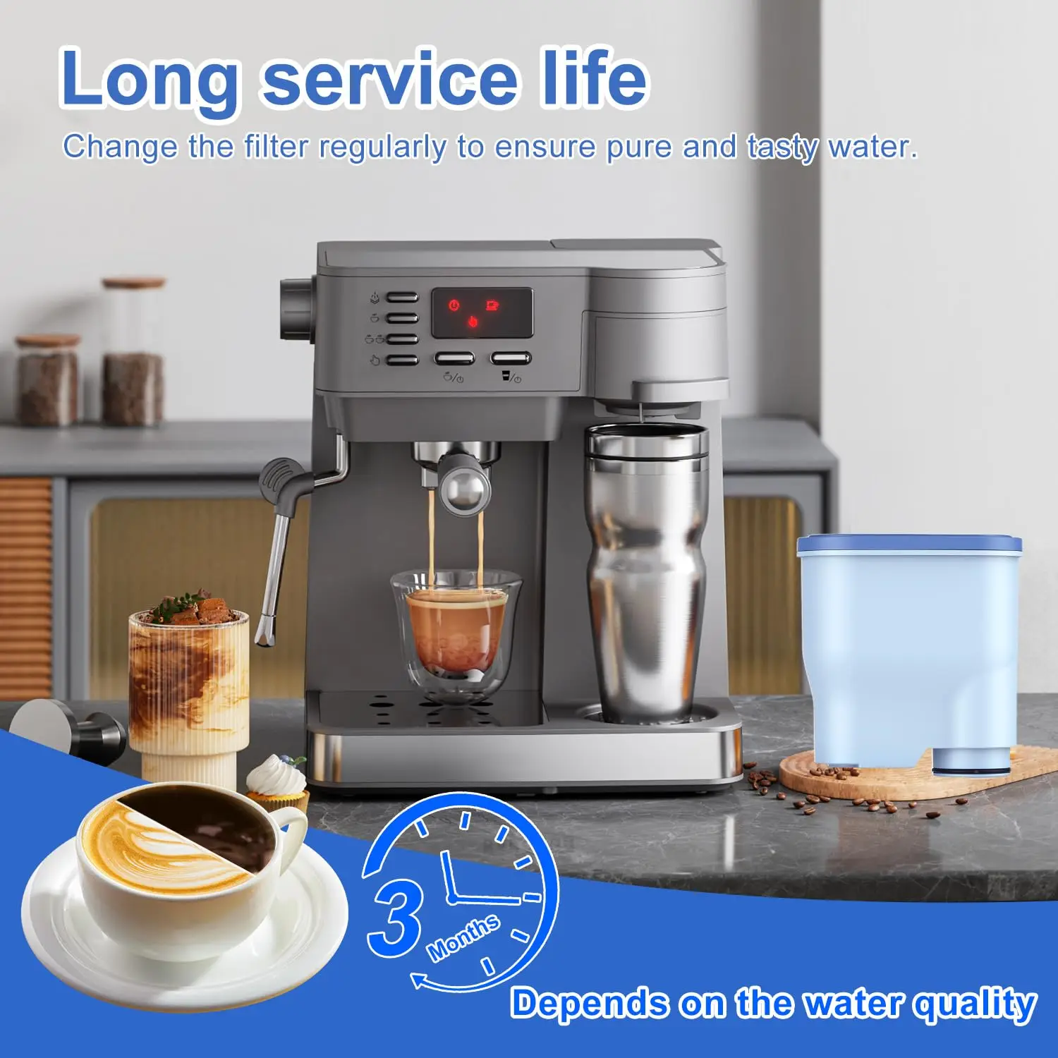 6-2 قطعة بديلة لمرشح ماكينة القهوة AquaClean Philips CA6903/10/00/01/22/47 المتوافق مع CMF009