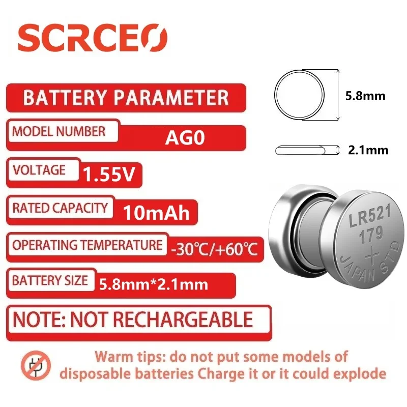 2-50 Uds. Pilas de botón AG0 LR521 1,5 V de alta capacidad SR521SW 379 SR63 pila de botón alcalina para cálculos de juguete