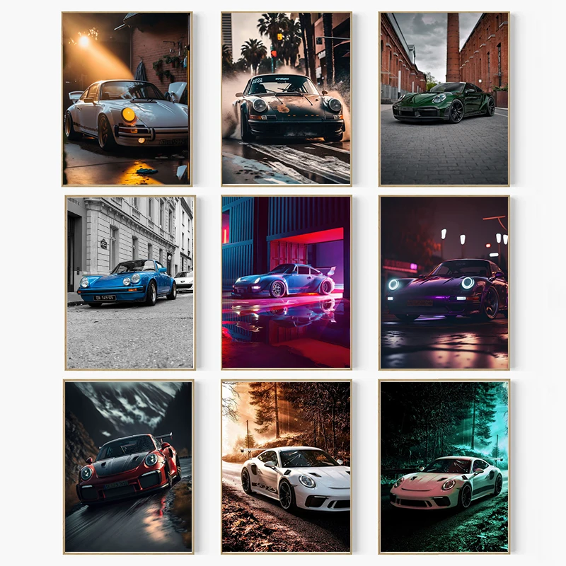 

Luxury Sport Car Poster Supercar Posters Canvas Painting Wall Art Poster and Print Mural Picture for Office Home Room Decor Gift