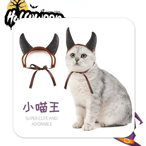 Pet Costume Devil Horn Headband Accessory Animal Headpiece Cosplay Halloween Party Props Funny Demon Cosplay for Dogs Cats Gifts