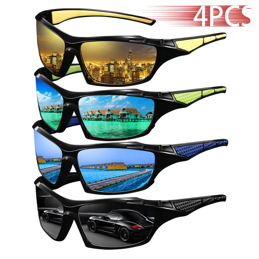 

4PCS Fashion UV400 Safety Goggles Men Women Running Mountaineering Sunglasses Bicycle MTB Eyewear Outdoor Sport Eyeglasses