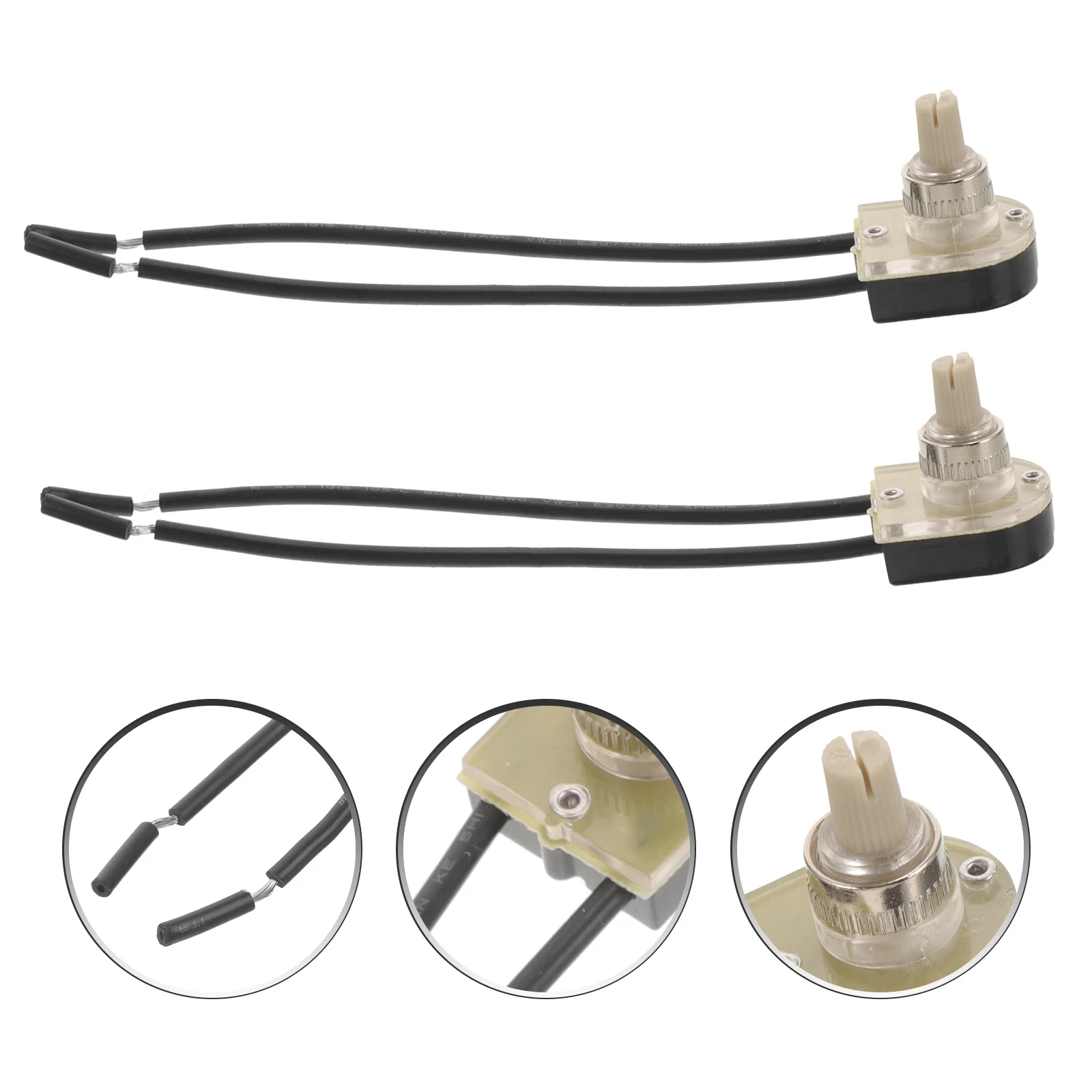 

2Pcs 360 Degree Rotary Lamp Switch Desk Light Knob Dual Wire Design Easy Installation Replacement Convenience Table Knob Switch
