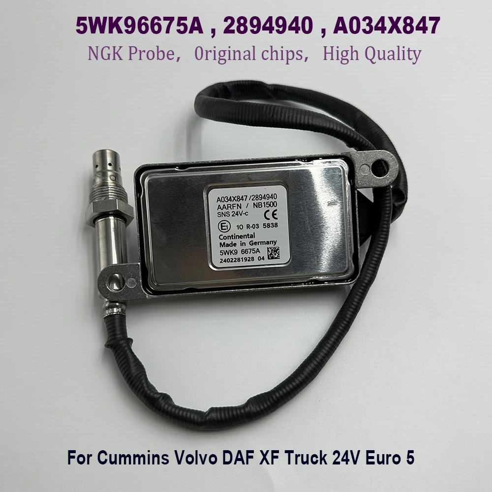 NEW 5WK96675A 2894940 NOX Sensor A034X847 High Quality Chip For NGK Probe Nitrox Oxygen For C-ummins Volvo DAF XF Truck 24V Euro