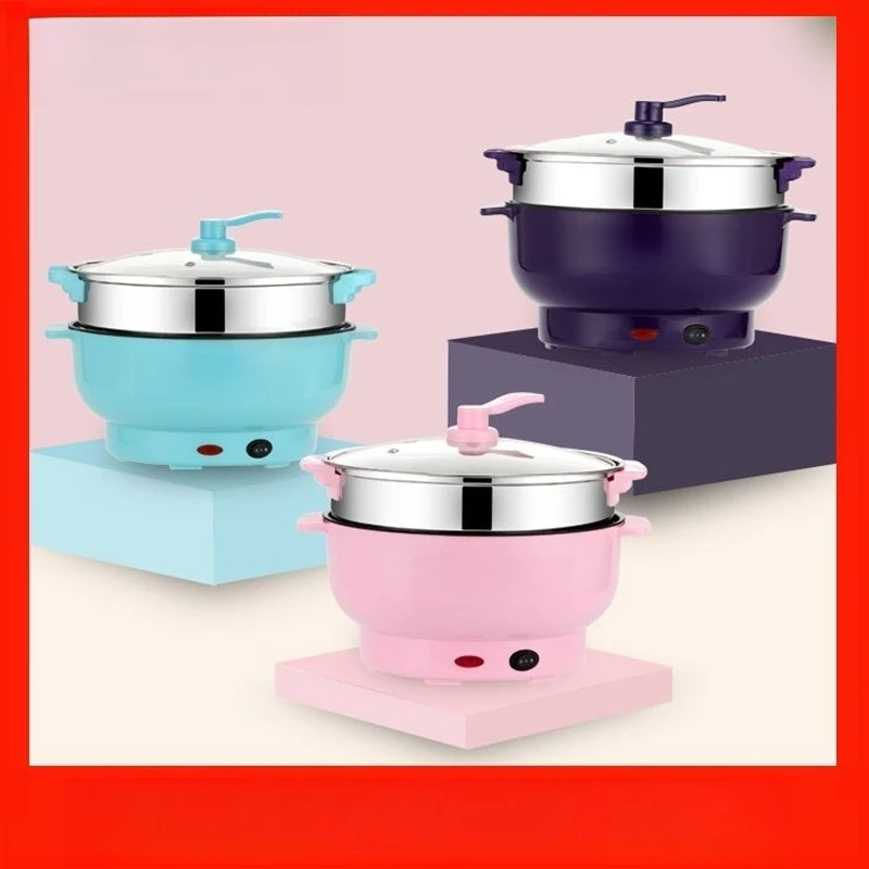 Premium 2-in-1 Electric Steamer Pot, Non-Stick Electric Hot Pot with Steamer Basket, Multifunctional Electric Cooker for Ramen
