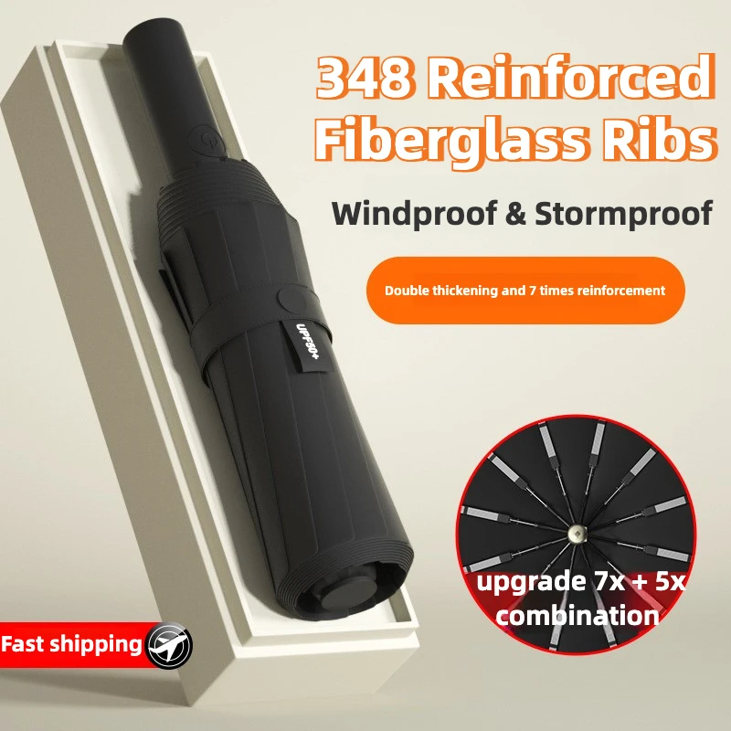 

348 Ribs Automatic Umbrella, Windproof & Stormproof, Reinforced, UPF 50+ Sun & Rain Protection Folding Umbrellas for Men & Women