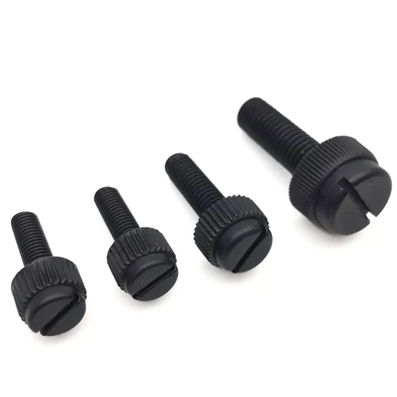 Screws M3 M4 M5 M6 M8 Length 4mm-40mm Black Plastic Nylon Slotted Knurled Thumbscrews Bolt