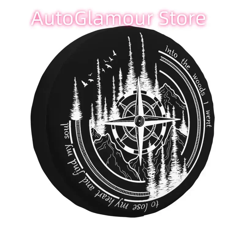 Custom Compass Mountains Camping Adventure Spare Wheel Cover for Jeep Hummer 4x4 SUV Custom Tire Protector 14