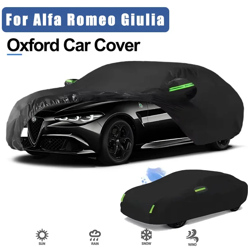 For Alfa Romeo Giulia Oxford Cloth Full Car Cover Outdoor Waterproof Dustproof Anti UV Sun Snow Protection Exterior Accessories