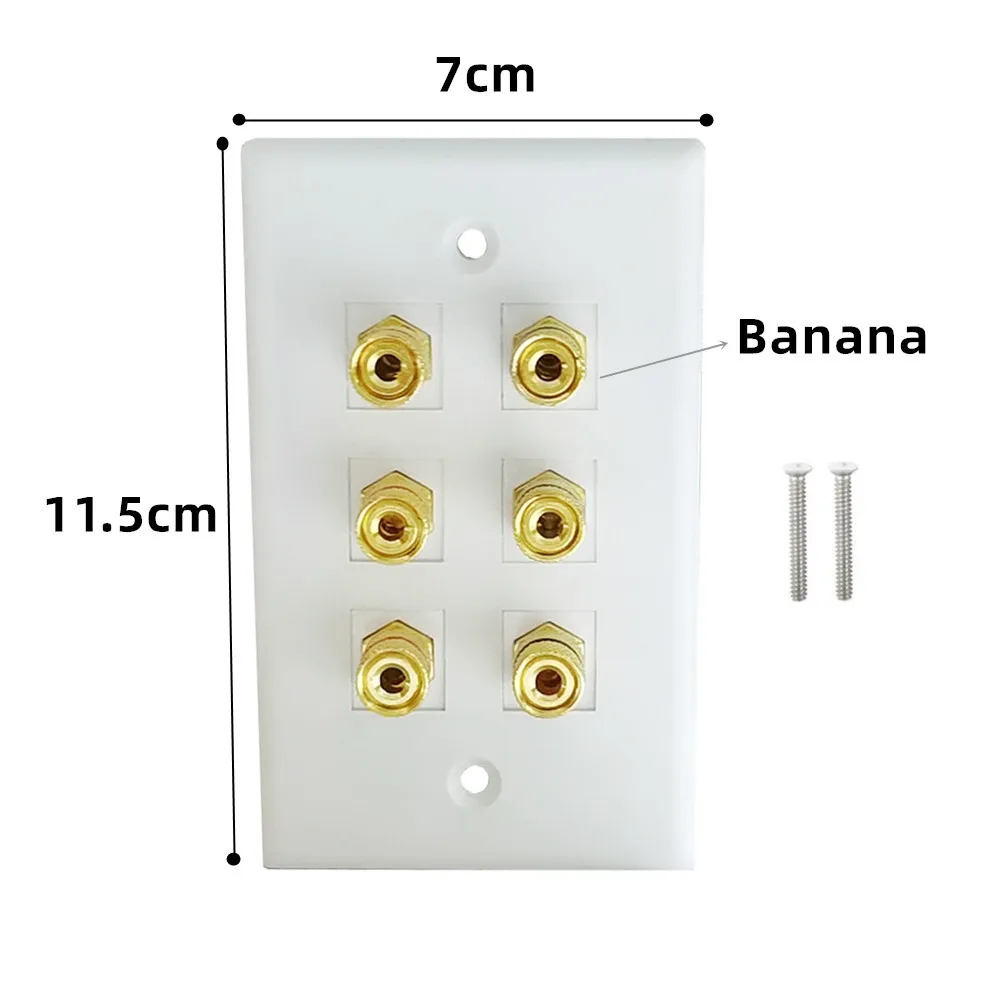 Speaker Wall Plate Banana Binding Posts Keystone Jack Insert with Black & Red Rings, Screw Type Audio Speaker Keystone 70 * 115