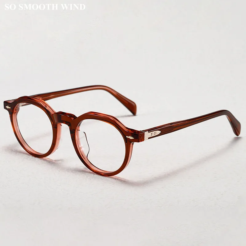 New Designer Round Titanium Acetate Glasses Frame Japanese Handmade Men Women Prescription Eyeglasses Optical Spectacles Eyewear