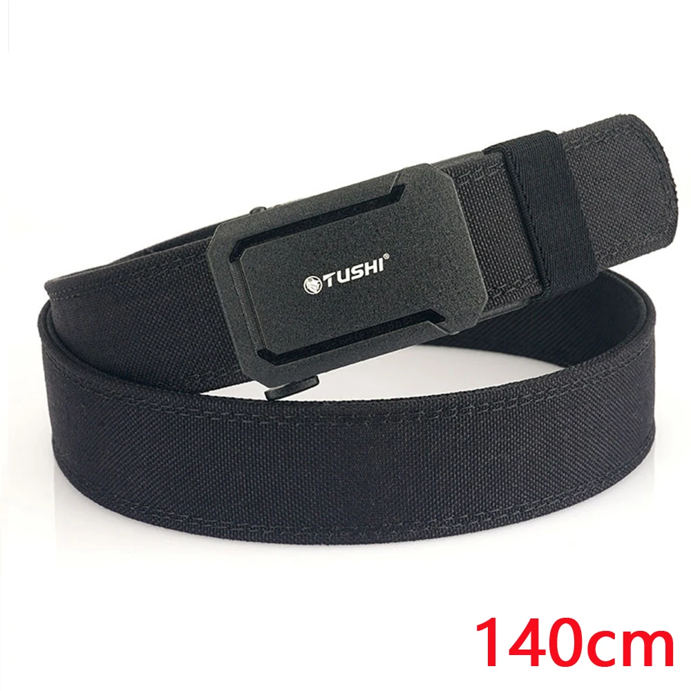 TUSHI Belt 140CM Metal Automatic Buckle Hard Tactical Belt Heavy Duty Thickened Military Belt For Men gun Belt Army Waistband