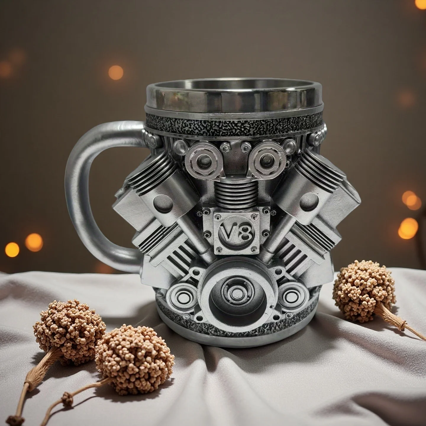 

Кофейная кружка с изолированной ручкой V8 Engines из нержавеющей стали 7 унций — креативный дизайн автомобильного двигателя ​
