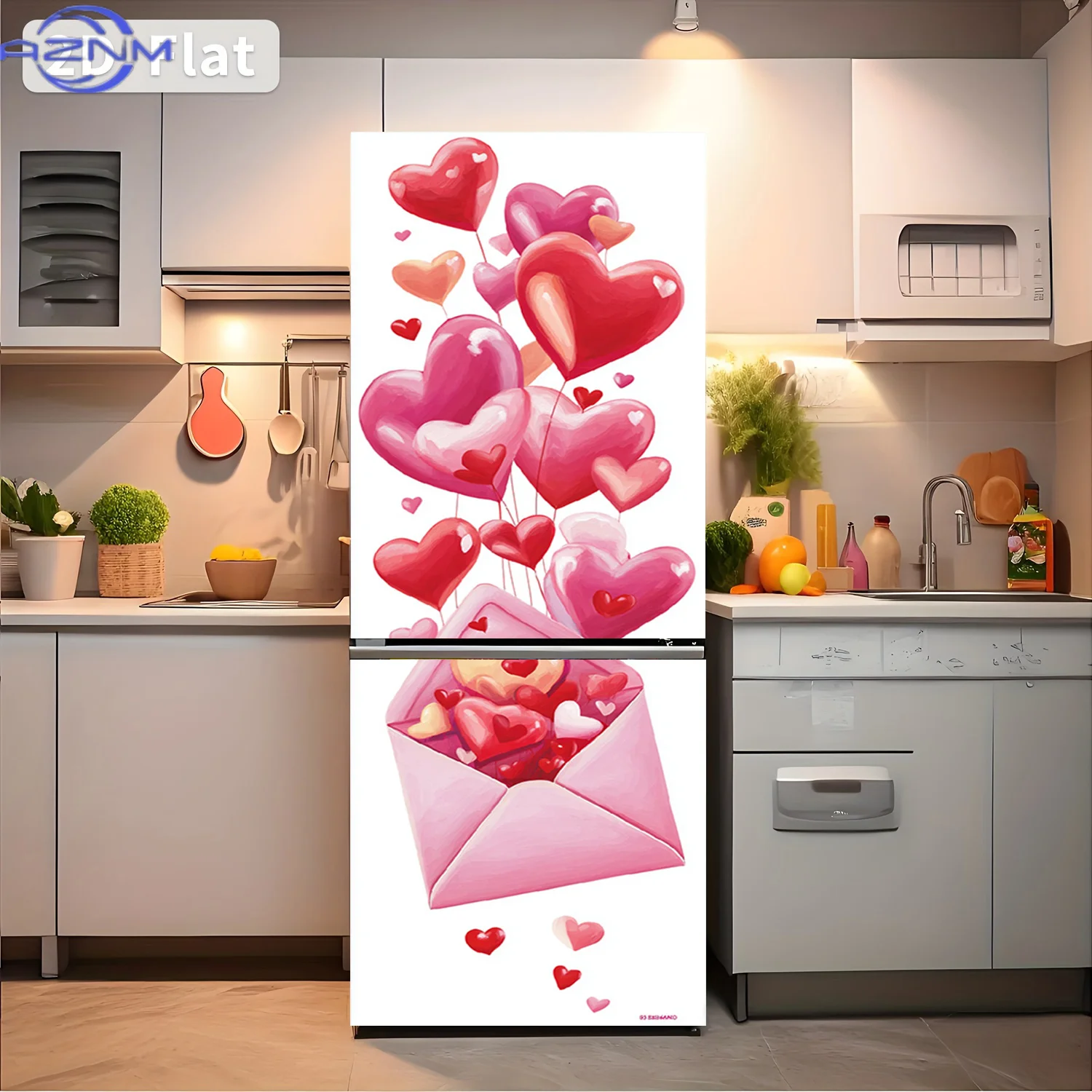 1pc of 2D Flat Printed Refrigerator Sticker,, Featuring a Heart Envelope Balloon Design. It'S a Self-Adhesive Wall Decoration